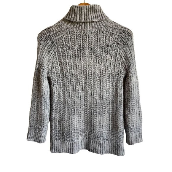 Lauren Ralph Lauren Size Small Gray Striped Alpaca Wool Blend Turtleneck Sweater - Picture 2 of 7